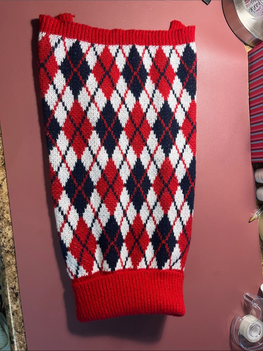 Red Navy Argyle Knit Dog Sweater - Classic Pet Pullover